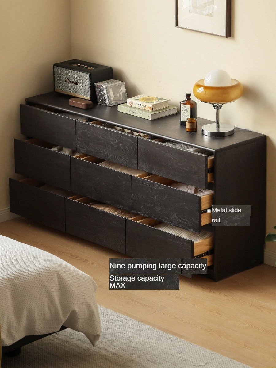 Oak Solid Wood Black Chest of Drawers