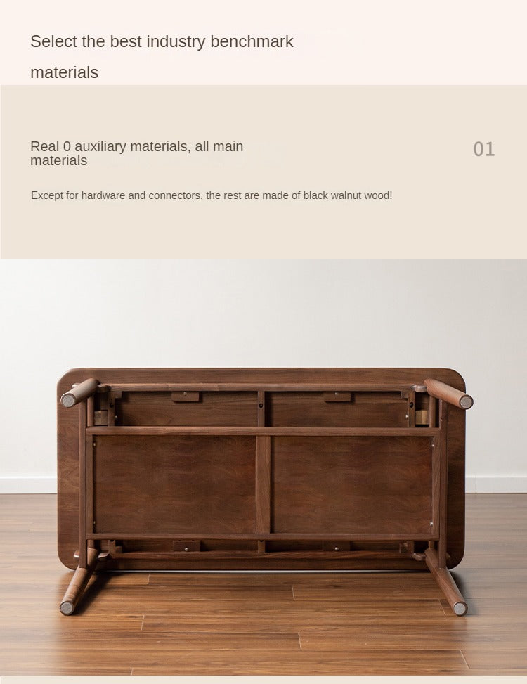 Ash, Black Walnut Solid Wood Double-Layer Coffee Table