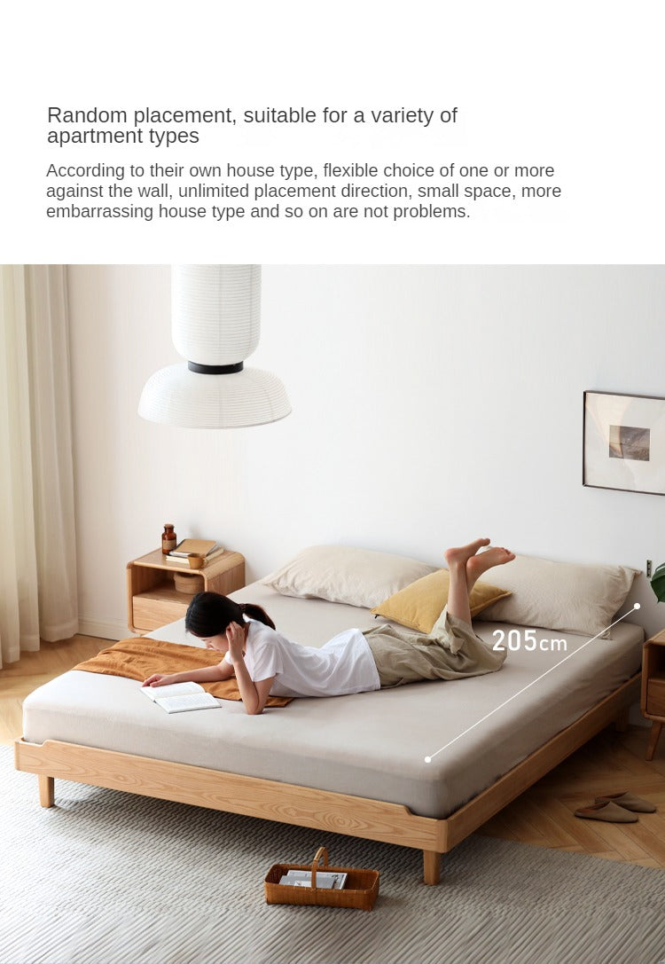 Ach, Oak solid wood platform bed, headboard-free bed