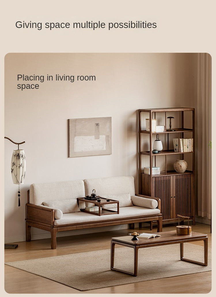 Black Walnut, Oak Solid Wood Dual Use Sofa,