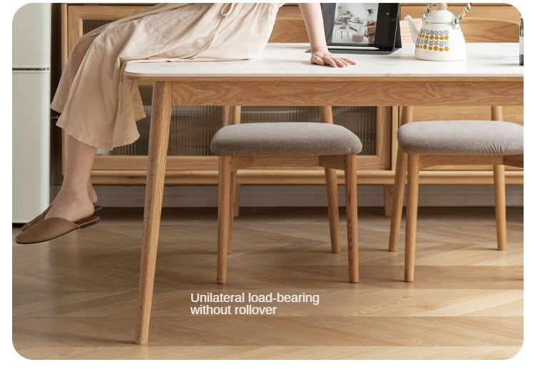 Oak Solid Wood Dining Table With Rock Slab Surface
