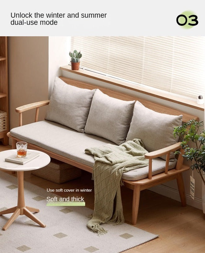 Oak Solid Wood Windsor Sofa Winter/Summer Dual Use.
