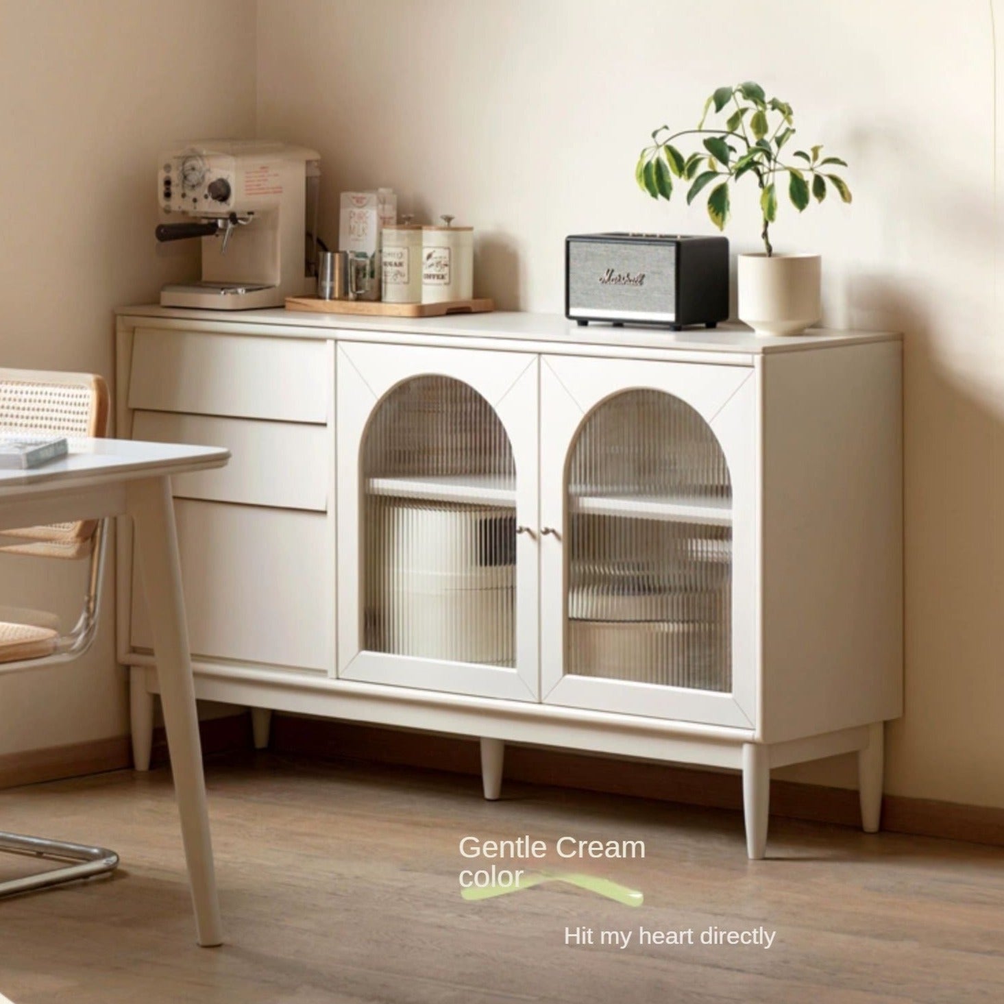 Poplar Solid Wood, Solid Rubberwood Sideboard, Buffet Cabinet