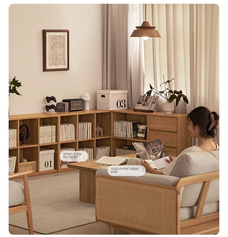 Ash Solid Wood Bookcase Simple Floor Bookshelf