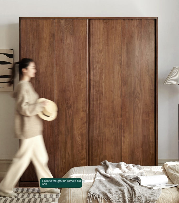 Black Walnut, Sandalwood Sliding Door Wardrobe.