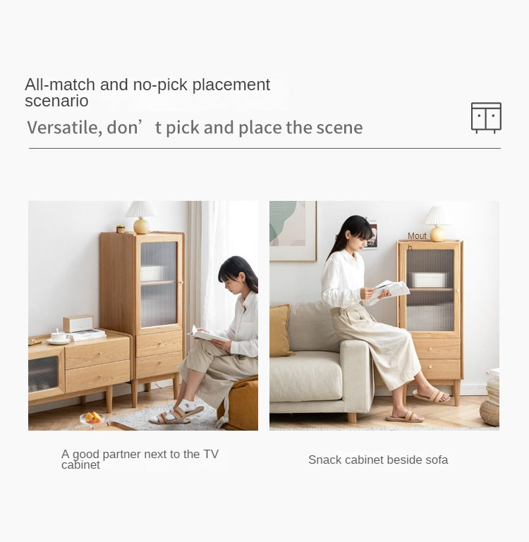 Ash Solid Wood Narrow Side Cabinet.