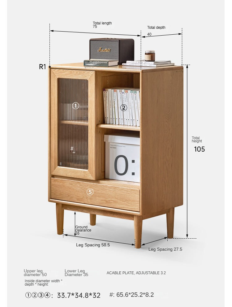 Oak, Ash Solid Wood Side Cabinet