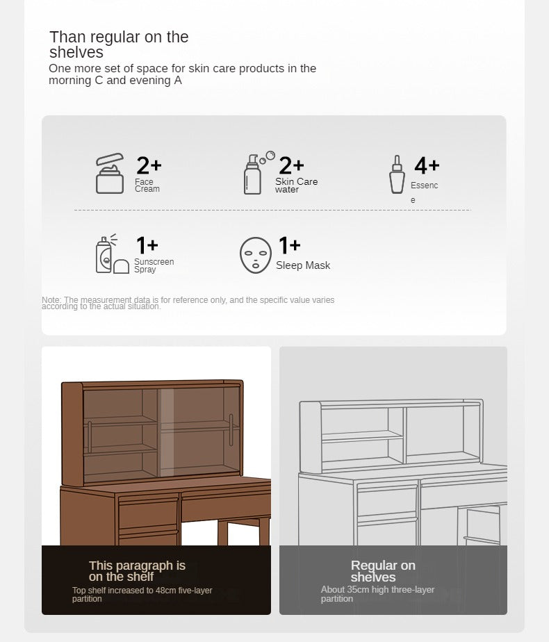 Black Walnut Solid Wood Light Luxury Dressing Table.