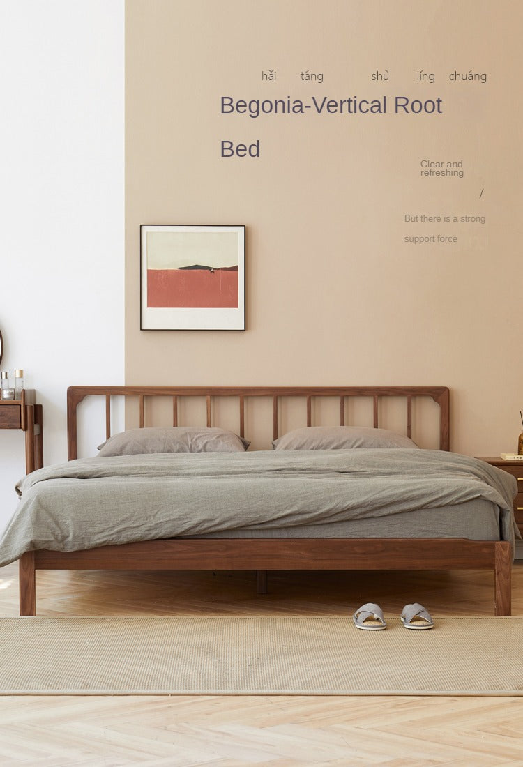 Ash, Black Walnut Solid Wood Nordic Simple Bed