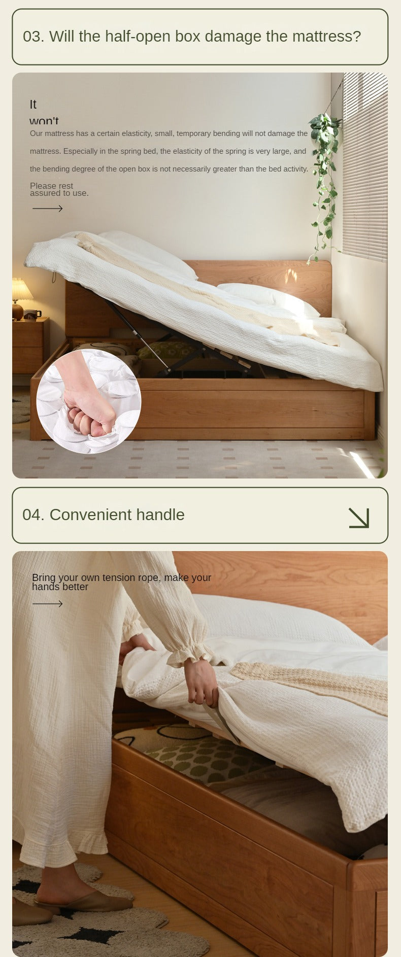 Cherry Solid Wood Box Bed