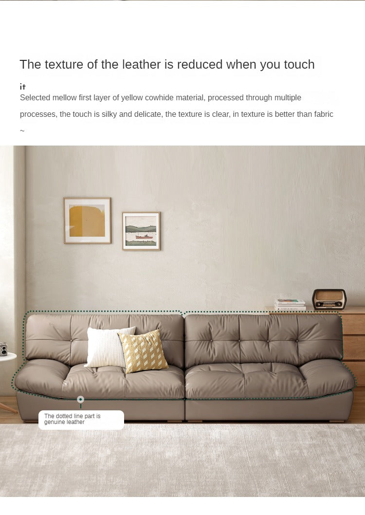 First Layer Cowhide Italian Style Sofa.