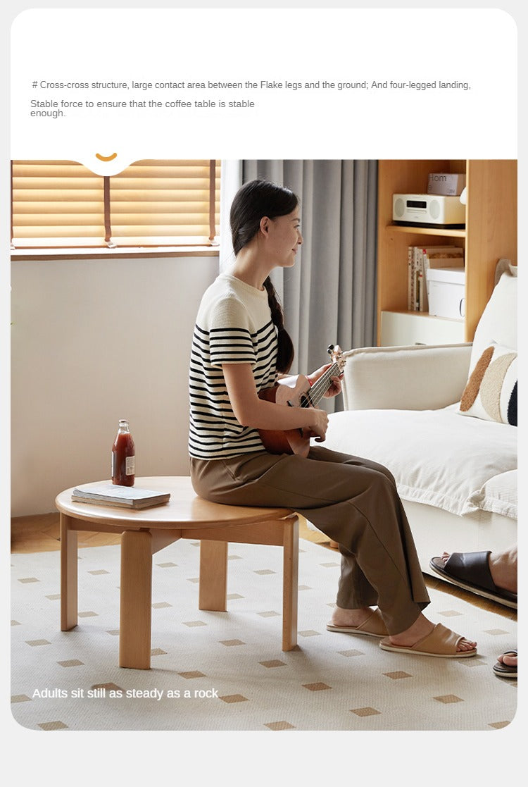 Beech Solid Wood Modern European Round Coffee Table