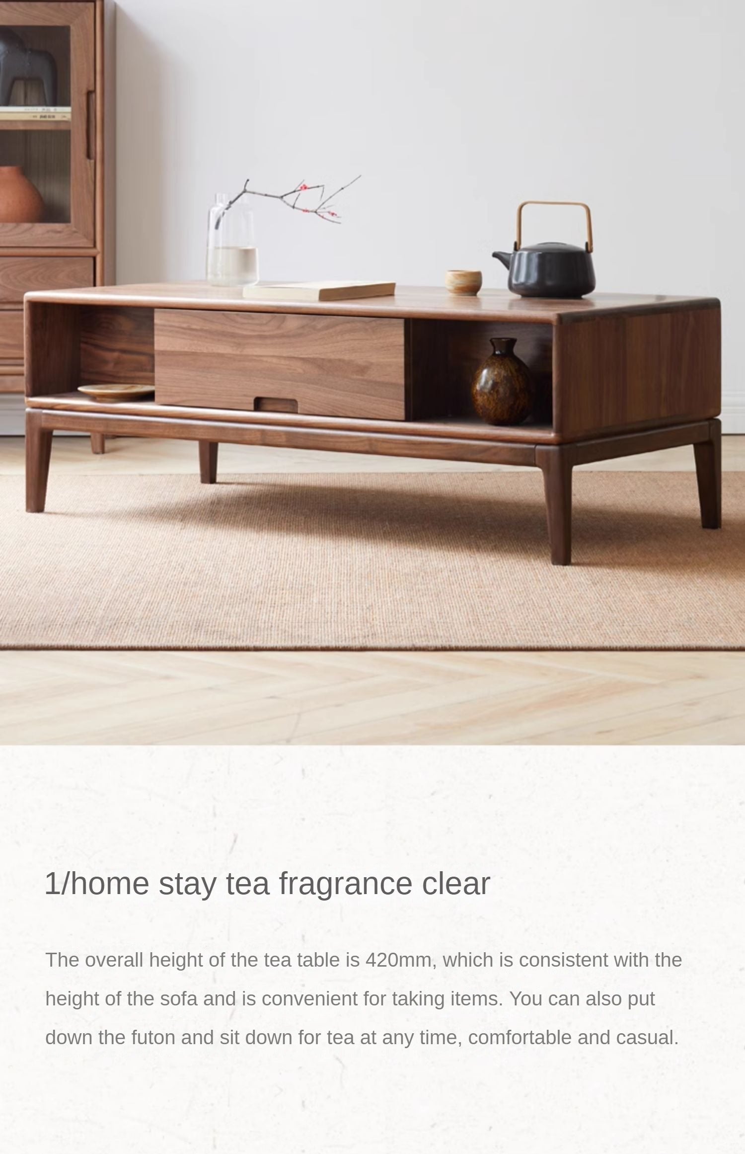 Black Walnut, Ash Solid Wood Modern Coffee Table