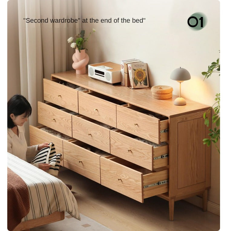 Oak Solid Wood, Solid RubberWood Nordic Chest of Drawers