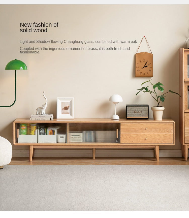 Oak, Beech, Rubber Solid Wood TV Stand