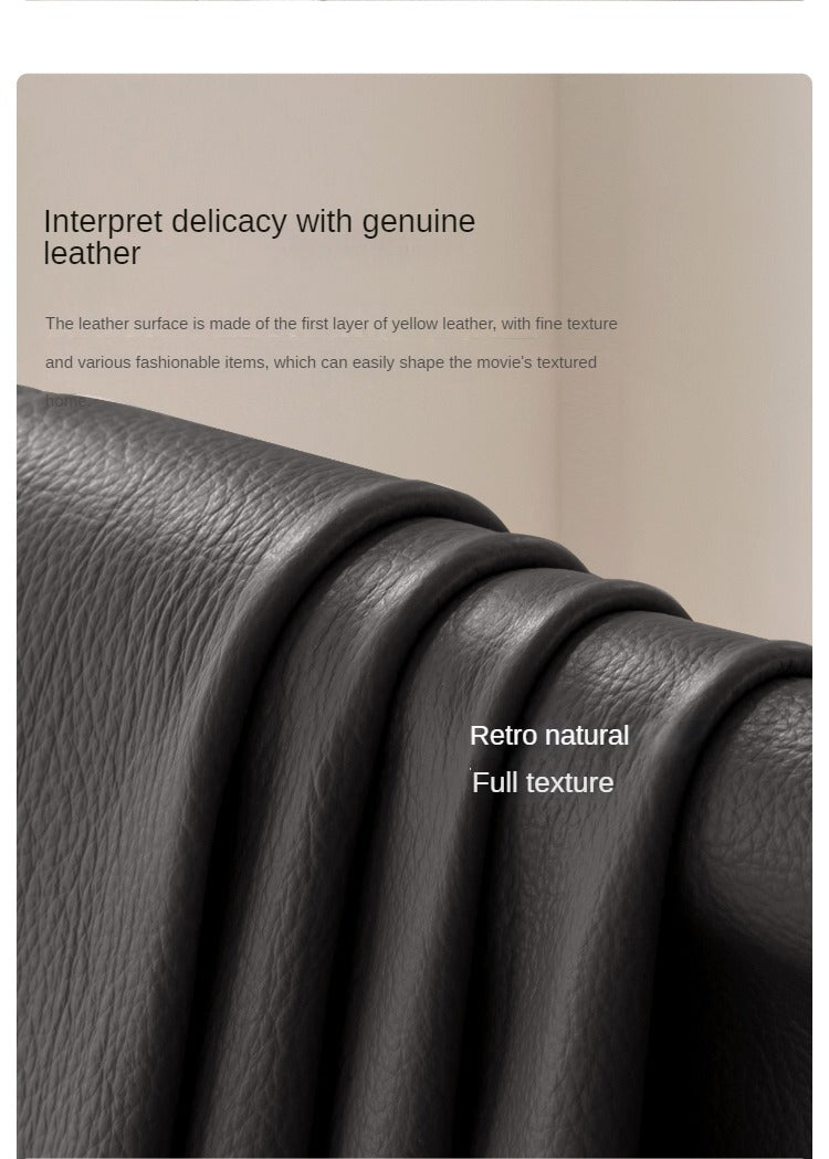 Top-grain Cowhide Leather Black Sofa.