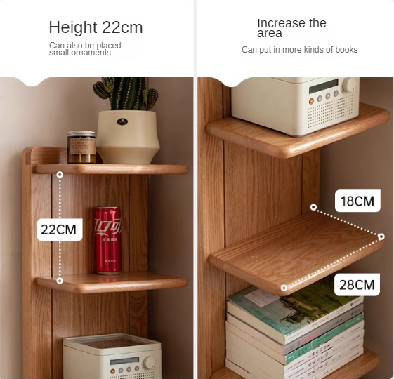 Oak solid wood modern multi-layer bookshelf.
