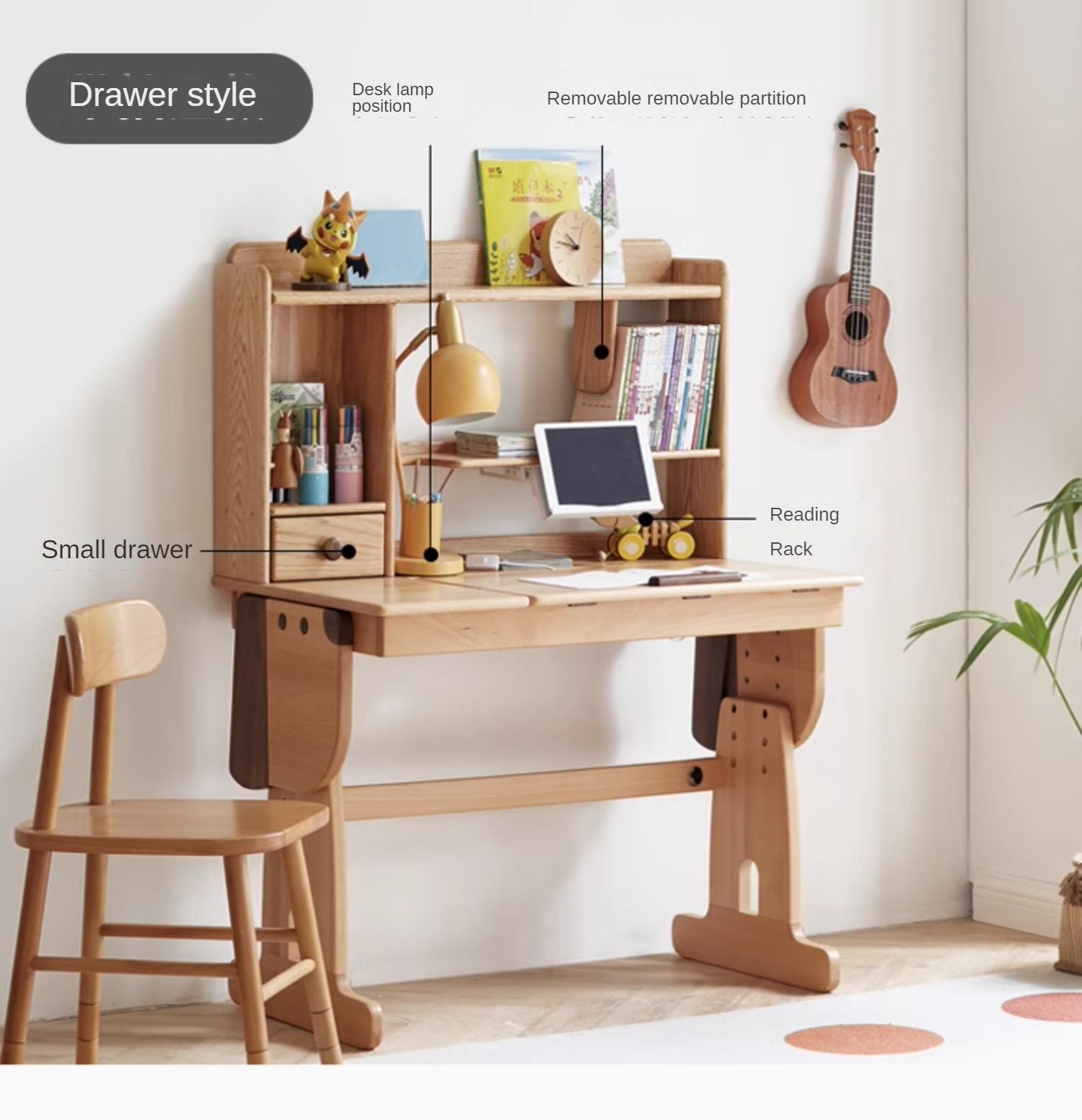 Oak, Beech Solid Wood Shelf Bookshelf