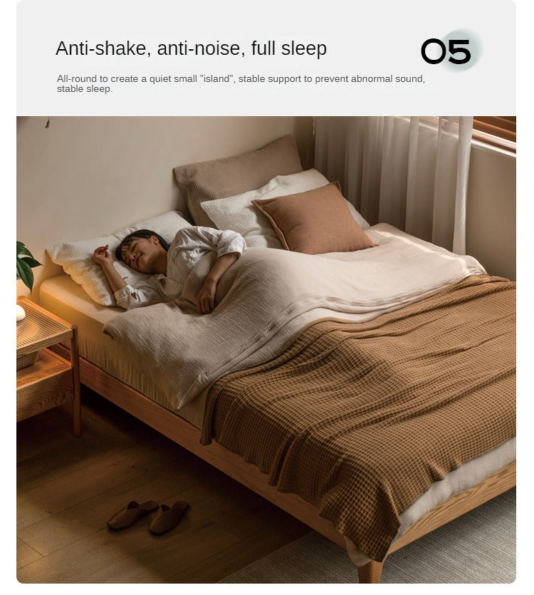 Oak, Ash Solid Wood Platform Bed, Headboard-Free Bed Modern Minimalist