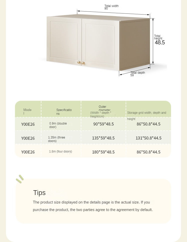 Pine Solid Wood Wardrobe French Cream Style.