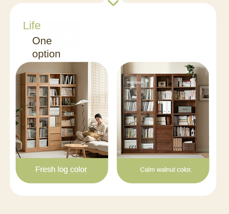 Poplar Solid Wood Bookcase Free Combination Cream Style
