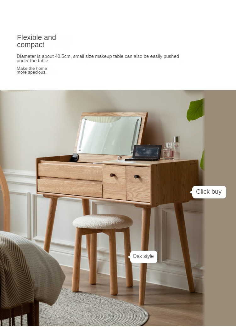 Black Walnut, Oak, Cherry, Beech, Sandalwood Solid Wood Makeup Stool