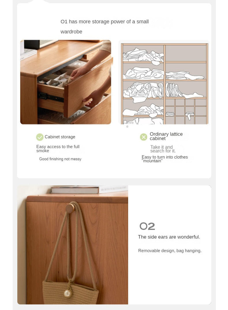 Сherry Solid Wood Retro Corner Dressing Table.