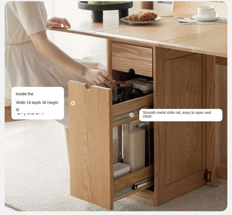 Ash, Oak Solid Wood Folding Dining Table