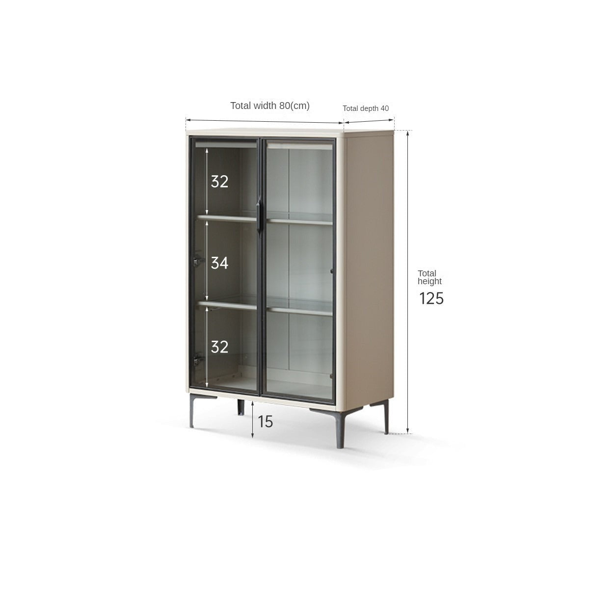 Poplar Solid Wood Wine Cabinet, Luxury Glass Door Display Cabinet LED lighting-