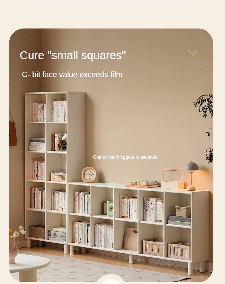 Poplar Solid Wood Bookcase Free Combination Cream Style