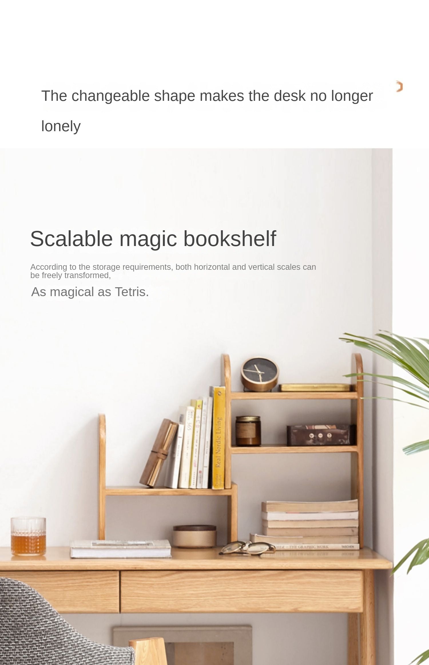 Oak, Rubberwood Solid Wood Small Bookcase Simple Study Telescopic Organizing Shelf Nordic<