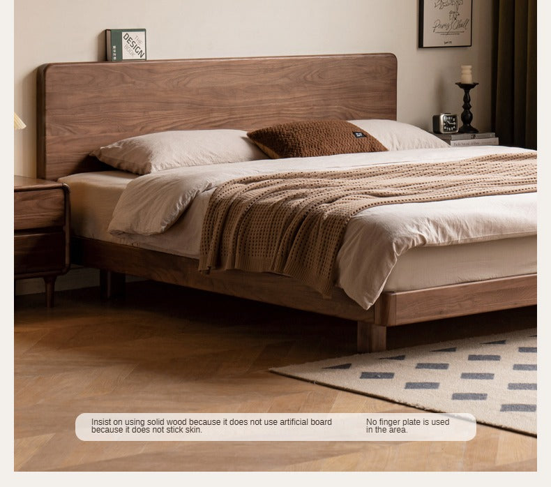 Black Walnut, Oak Solid Wood Floating Bed