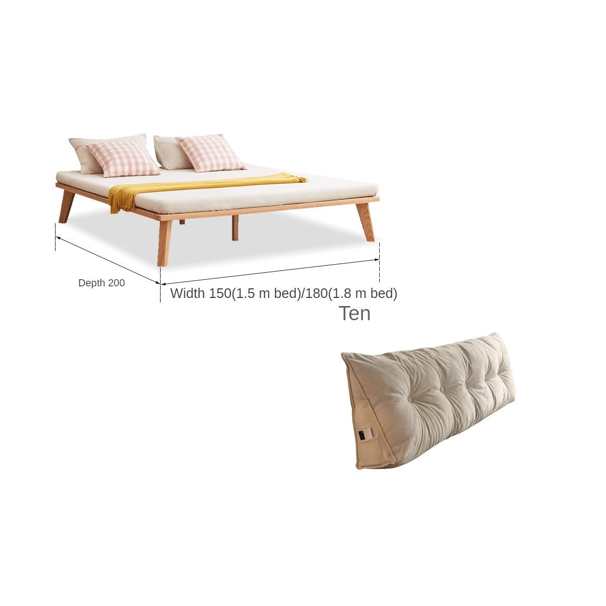 Oak solid wood tatami bed no headboard"