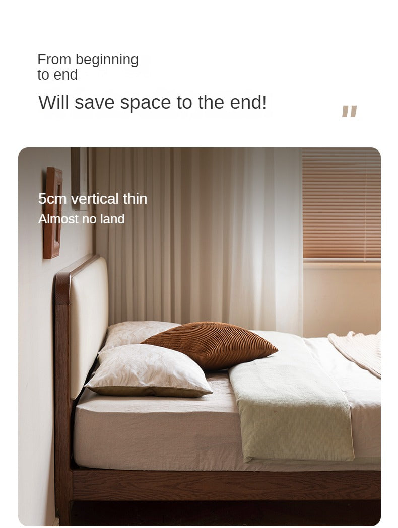 Rubber wood, Oak Solid Wood Bed Technology Fabric