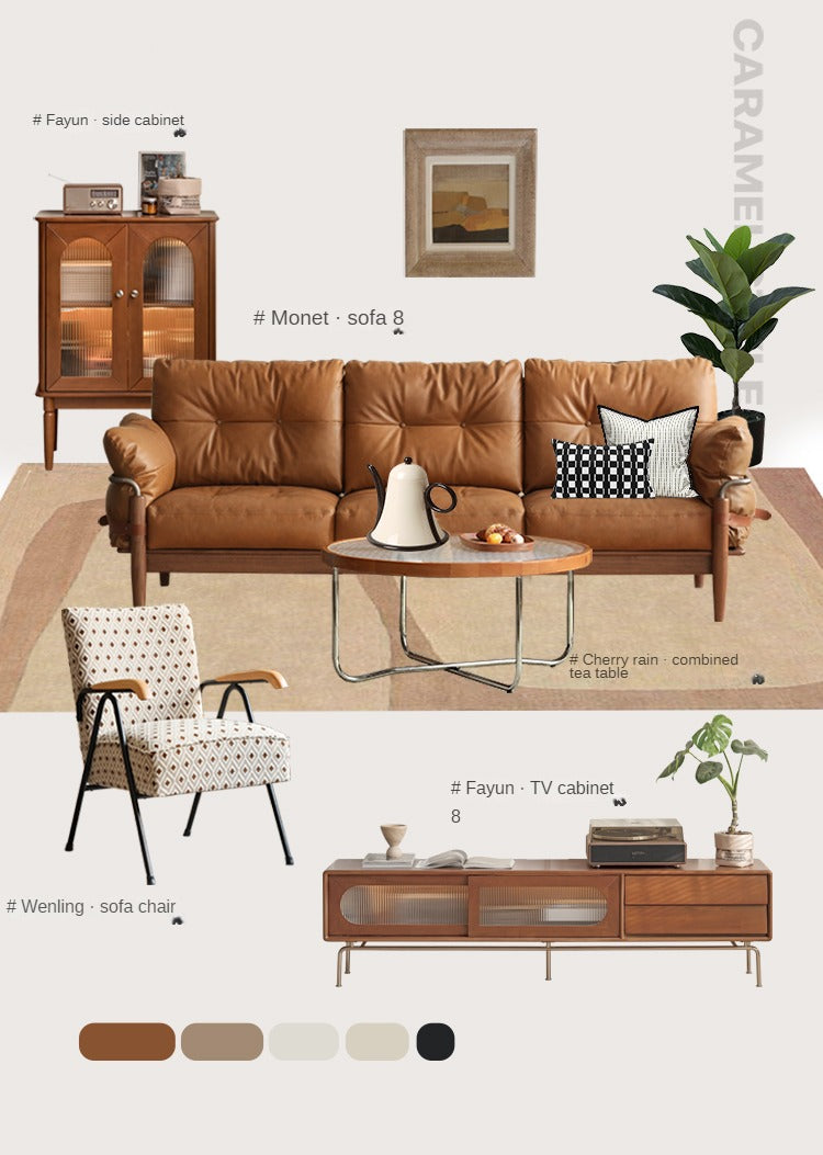 Fabric Sofa Chair Retro Leisure Armchair.