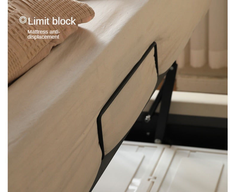 Leather Cream Soft Box Bed