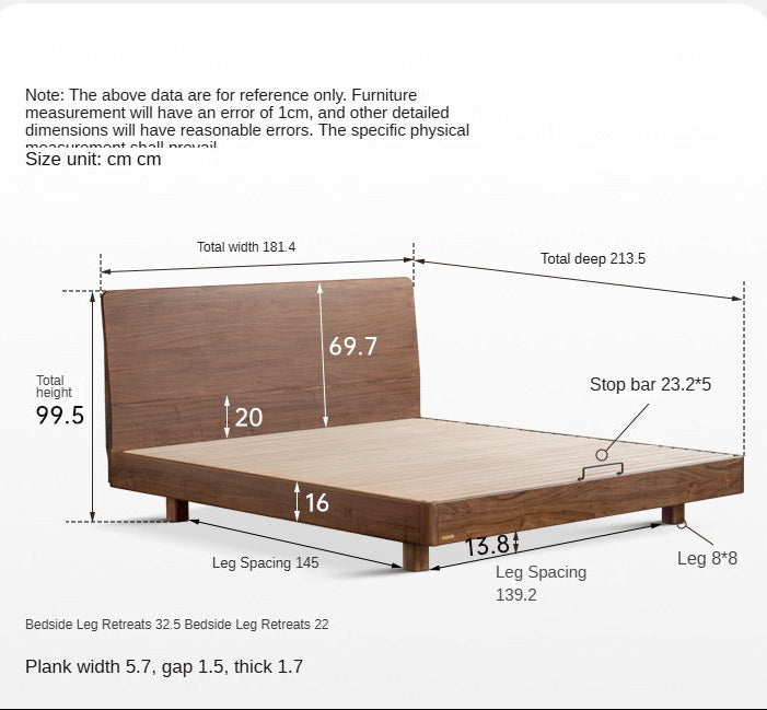 Black Walnut Solid Wood Suspended High Head Bed