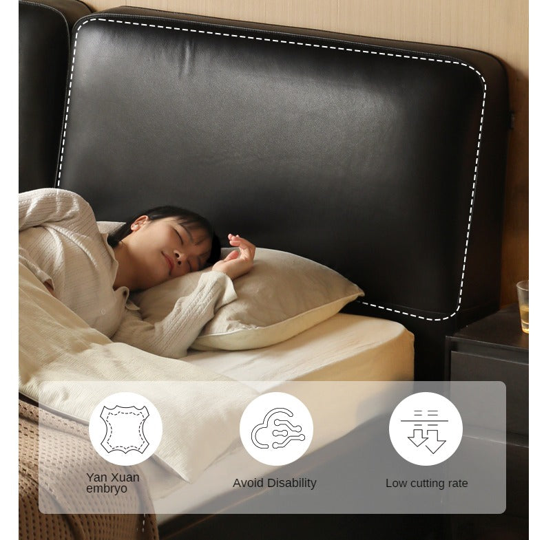 First Layer Of Yellow Cowhide Black Bed