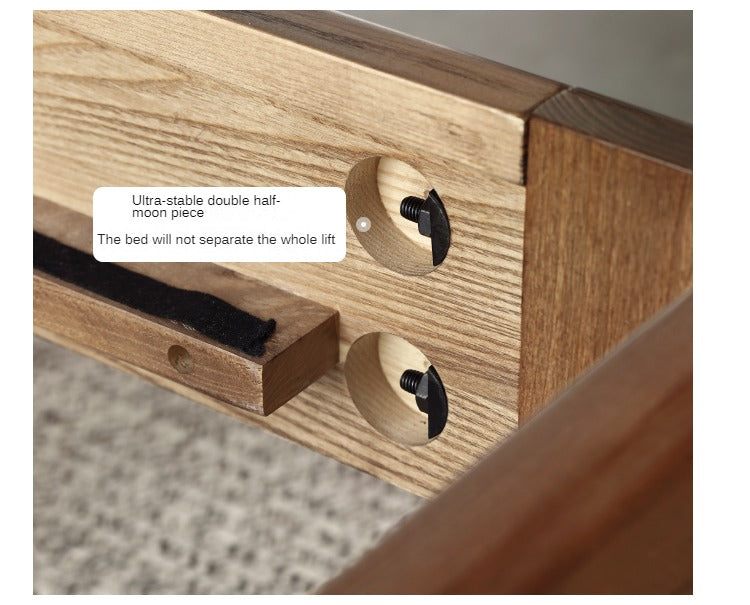 Ash, Oak Solid Wood Bed Nordic Modern Simple Bed