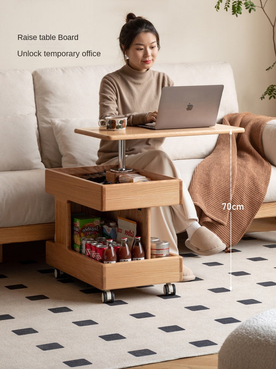 Oak, Cherry, Black Walnut, Ash Solid Wood Rotating Mobile Side Table