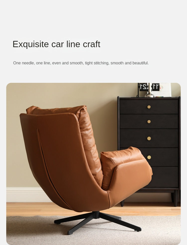 Organic Leather Swivel Sofa Chair Italian Light Luxury.