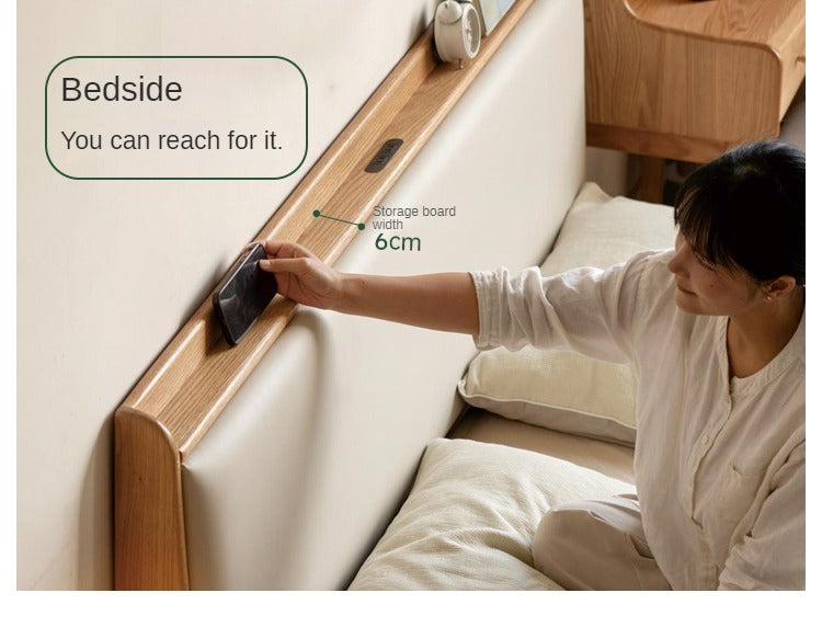 Oak Solid Wood Technology Cloth Modern and Simple Bed