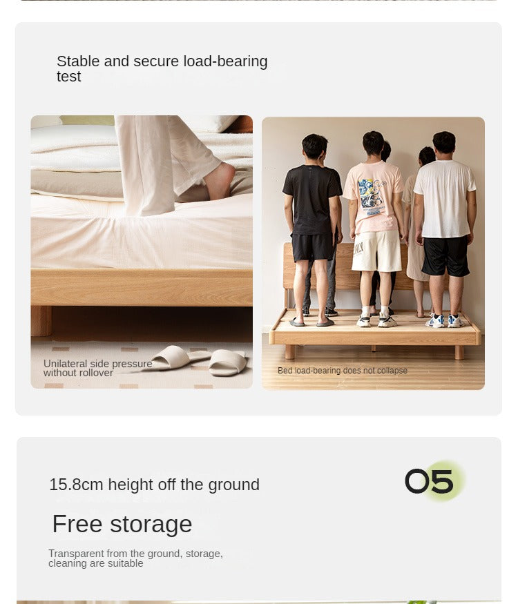 Oak Solid Wood Modern Suspension Bed