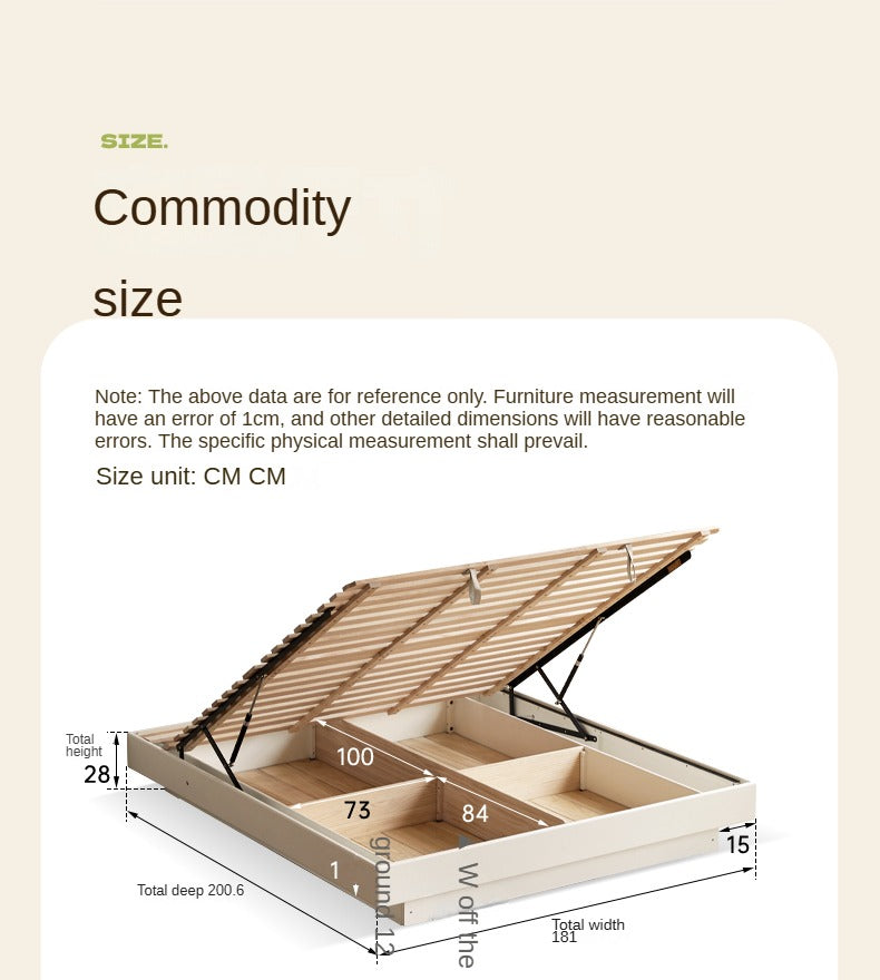 Rubber Solid Wood Suspended Box Platform Bed, Headboard-Free Bed.