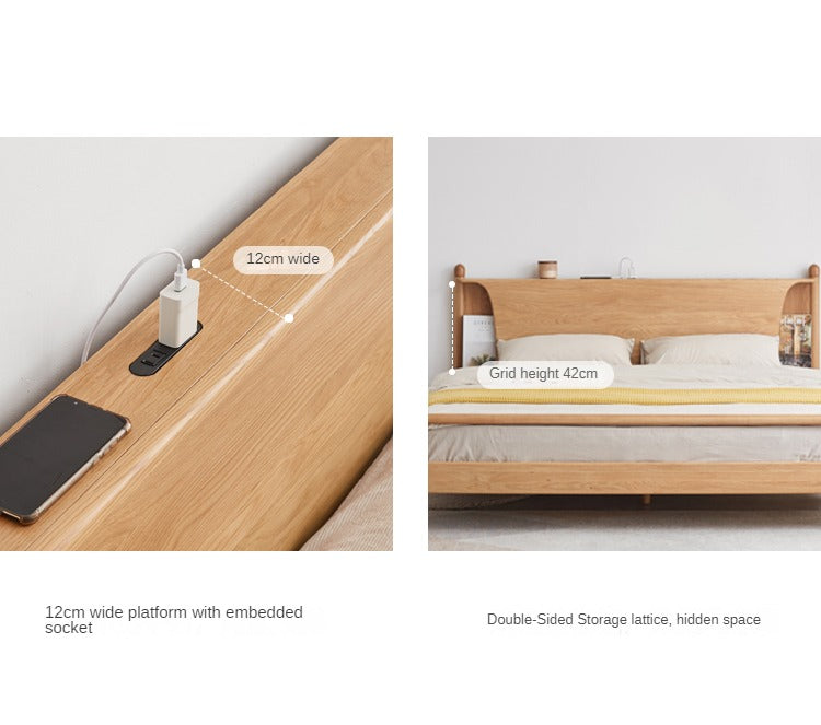 Oak Solid Wood Luminous Bed