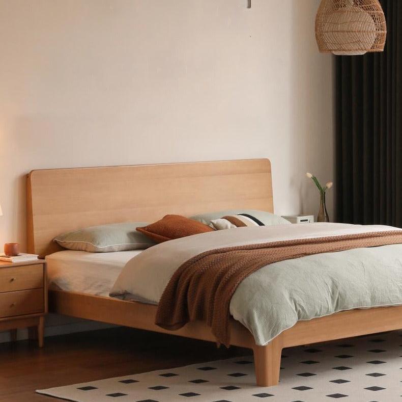 Poplar Solid Wood Modern Large headboard Bed
