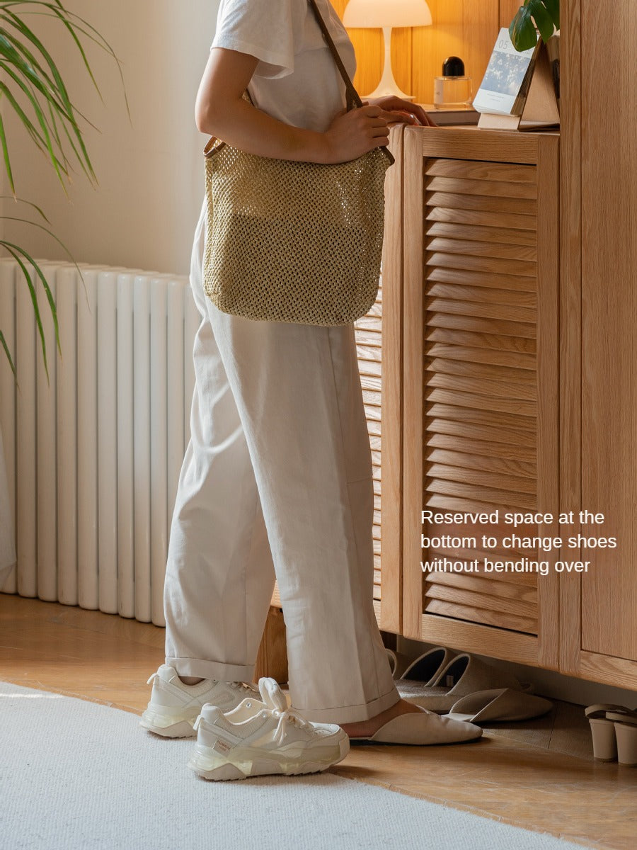 Oak, Ash Solid Wood Storage Locker Shoe Entrance Cabinet