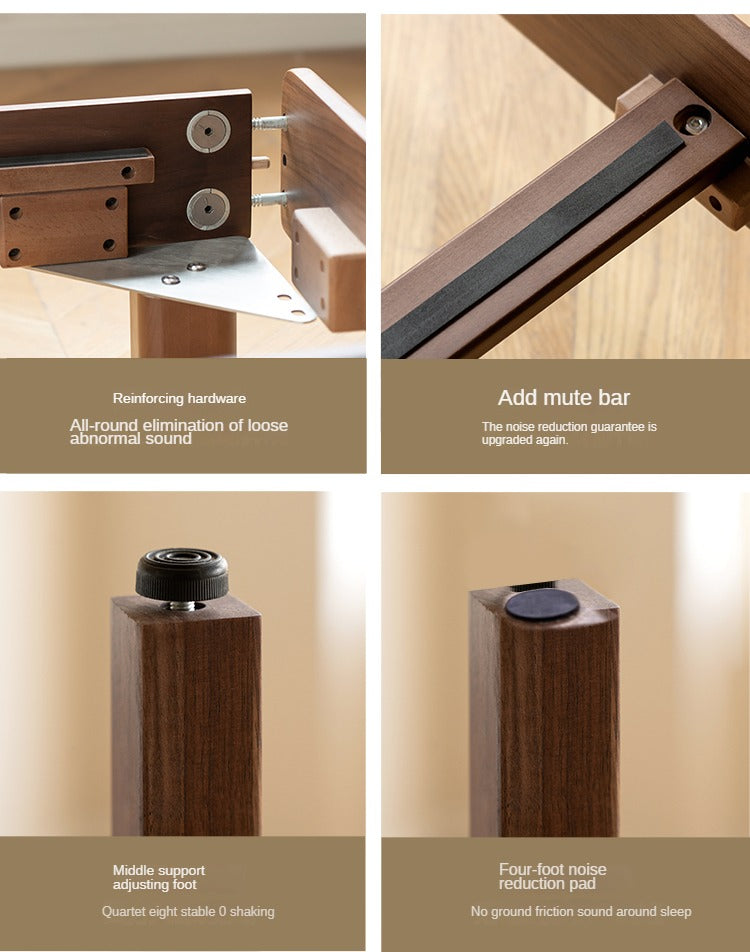 North American Black Walnut, Ash solid wood leather soft bed