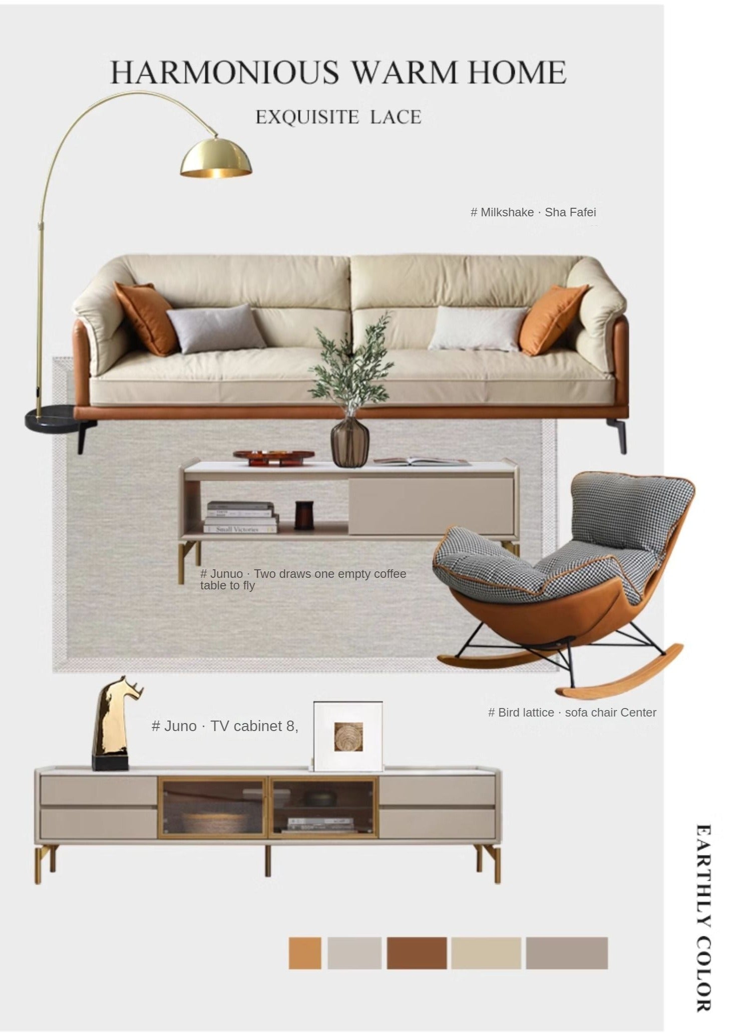 Beech Solid Wood Light Luxurious Lazy Rocking Leisure Down Fabric )