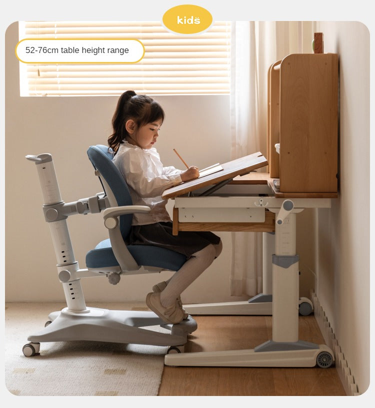 Beech Solid Wood Kids Raised and Lowered Study Table
